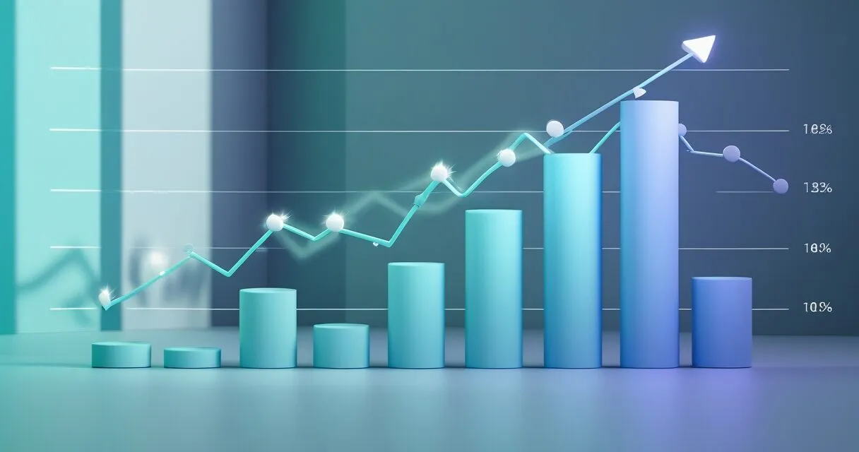 a modern marketing analytics dashboard with rising growth ch